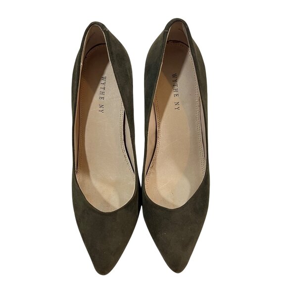 Wythe NY heels women's 36.5 US 6-6.5 gray suede leather pointy toe stiletto - Picture 1 of 12